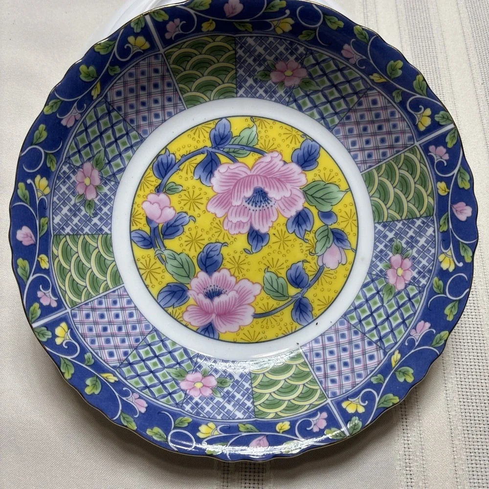 Gumps Botan Imari Japan Chrysanthemums Scalloped Cereal Soup Pasta Bowls Set/4